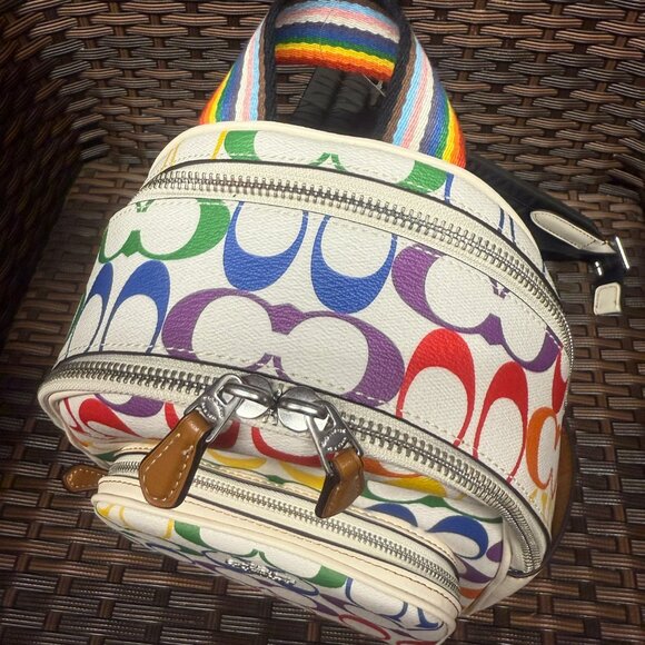 coach Mini Court Backpack In Rainbow Signature Canvas ck377 main image 7